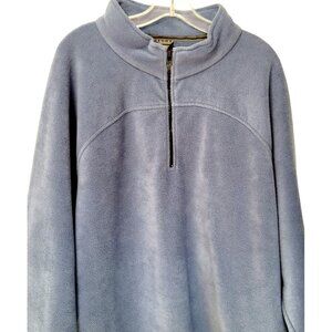 Mens Fleece 1/4 Zip Pullover Blue Long Sleeve Outdoor Hiking Size XXL Drawstring